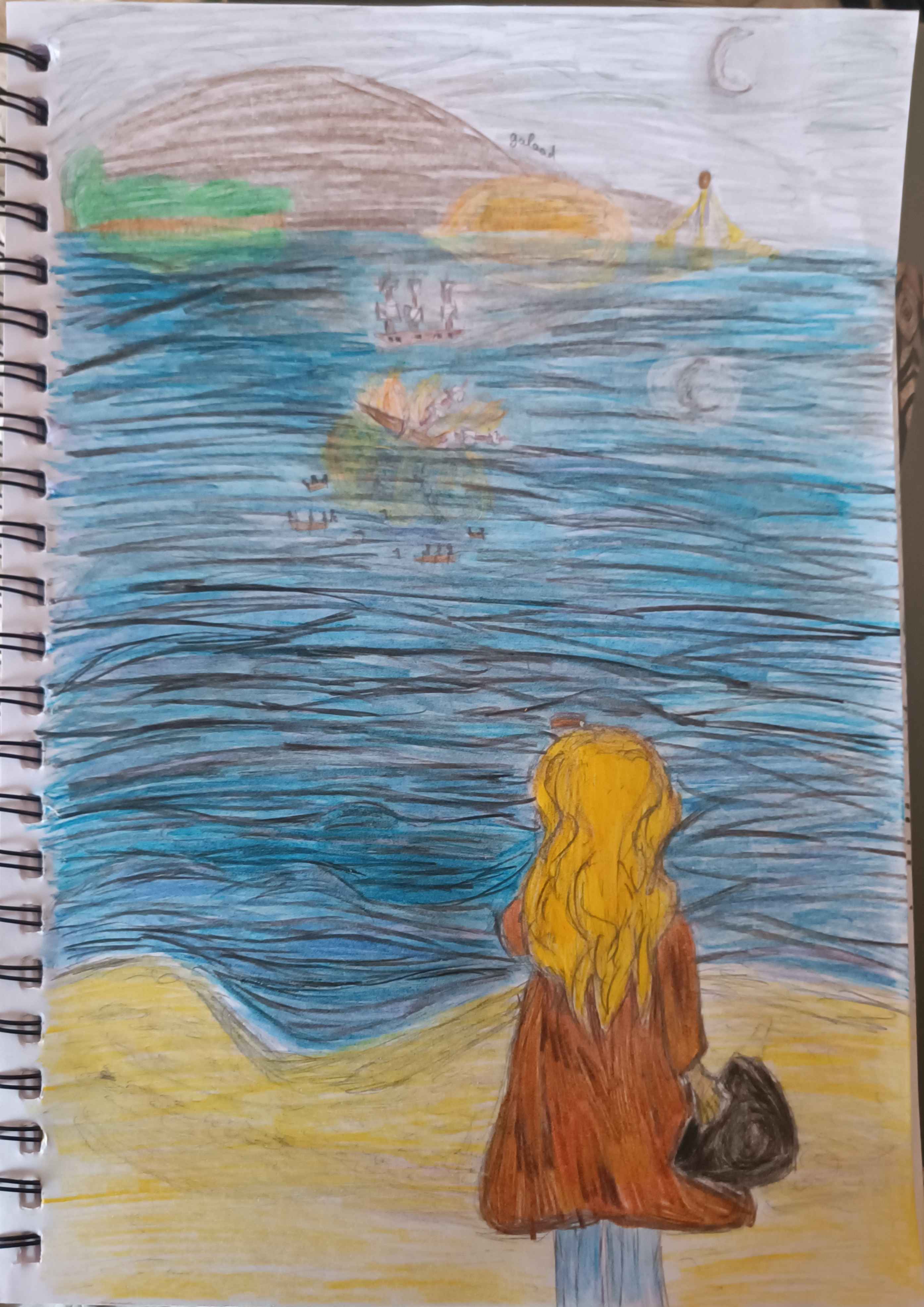 Un regard sur la mer en flamme, par Galaad Night